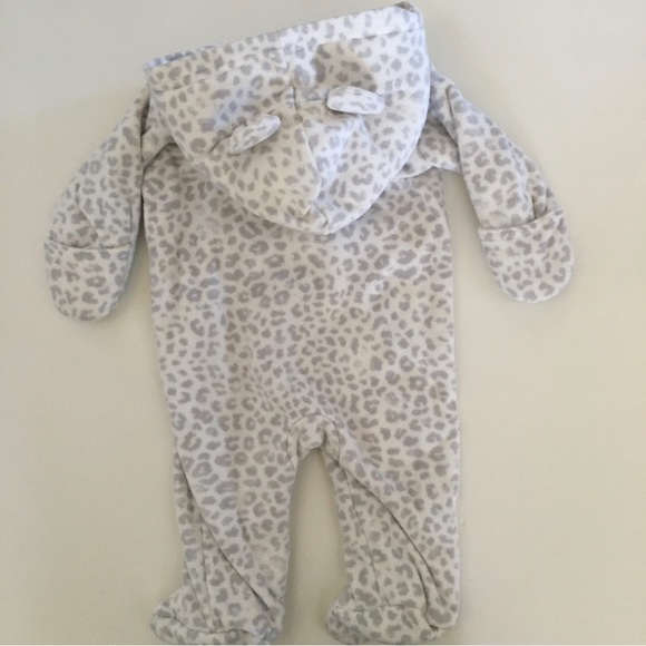 Carters (3M) Infant One piece Animal Print Baby Footie Outerwear Hood Flip Mitts - Picture 3 of 7
